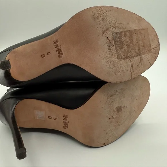Coach Lena Black Lace-Up Peep-Toe Ankle Booties With Stiletto Heel Size 6B - Picture 10 of 16